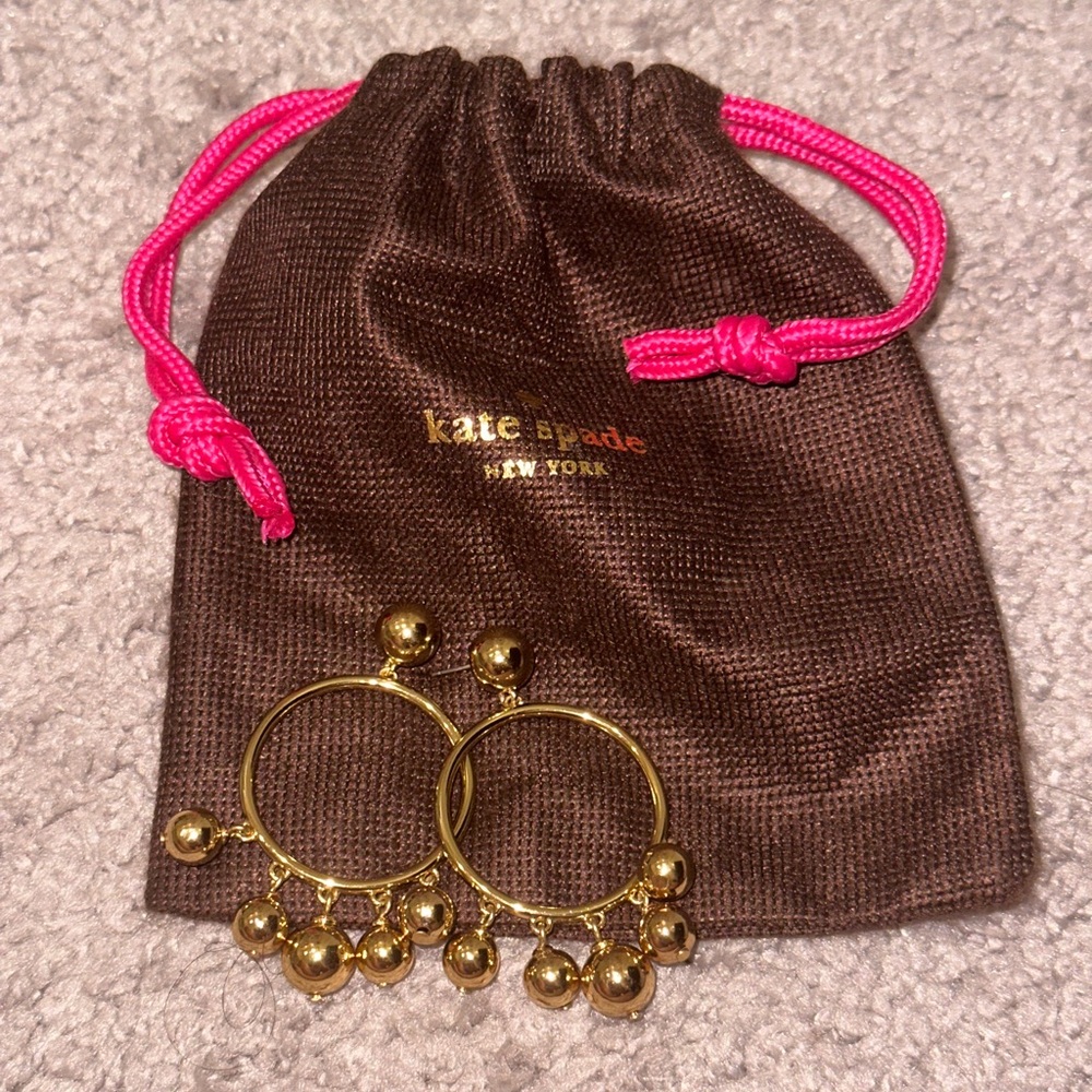 Kate Spade Gold Hoops with Dangly Balls